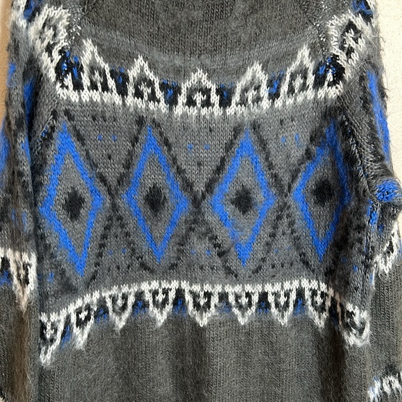 Free People Frosted Fair Isle Nordic Knit Mohair Blend Long Cardigan Sweater - Picture 6 of 8